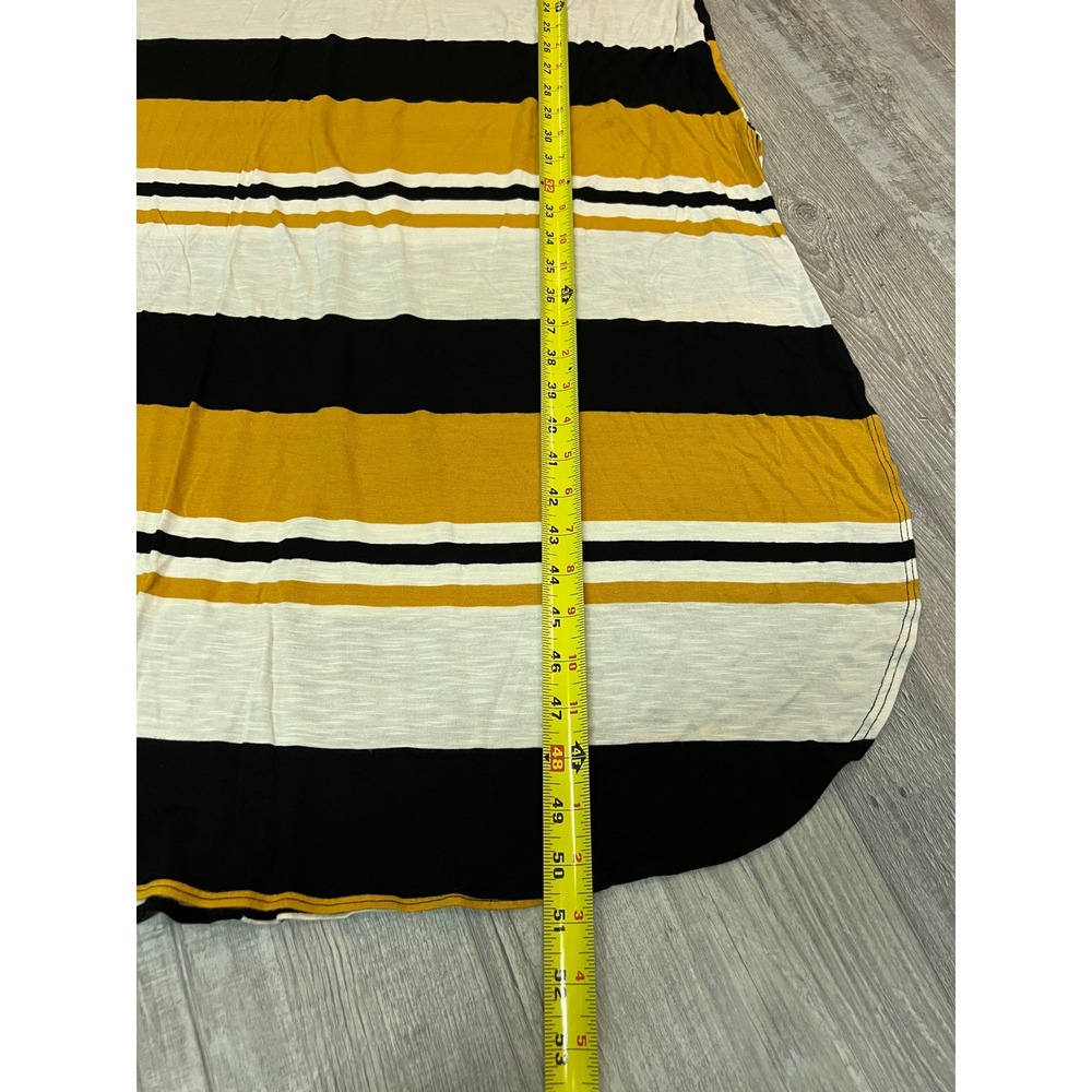 White Birch Striped Maxi Dress XL Mustard Black White Short Sleeve D70426XL - Picture 2 of 5